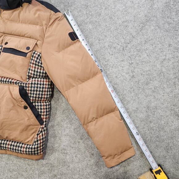Duno Jacket Mens L? Brown Plaid Hooded Puffer Winter Coat Down Insulated Warm - Picture 10 of 16